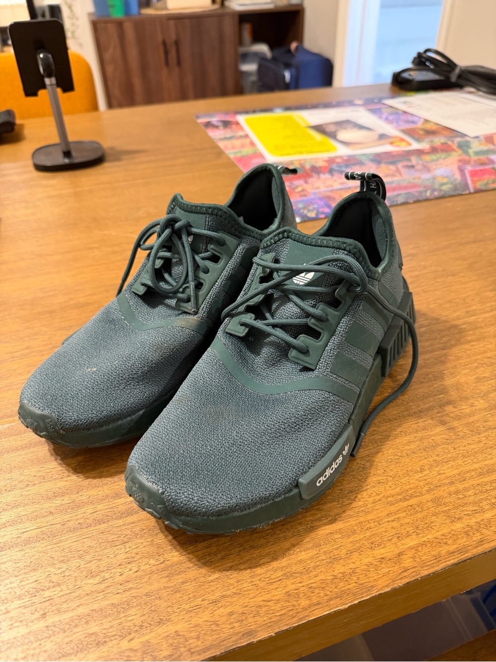 adidas Women's Dark Green Knit Lace-Up Sneakers